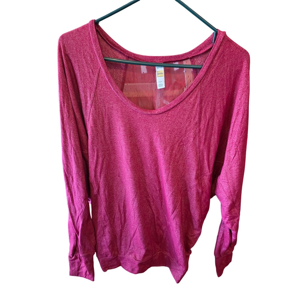 Lole Womens Red Sparkle Mesh Back Long‎ Sleeve Pullover Top Size M Athleisure
